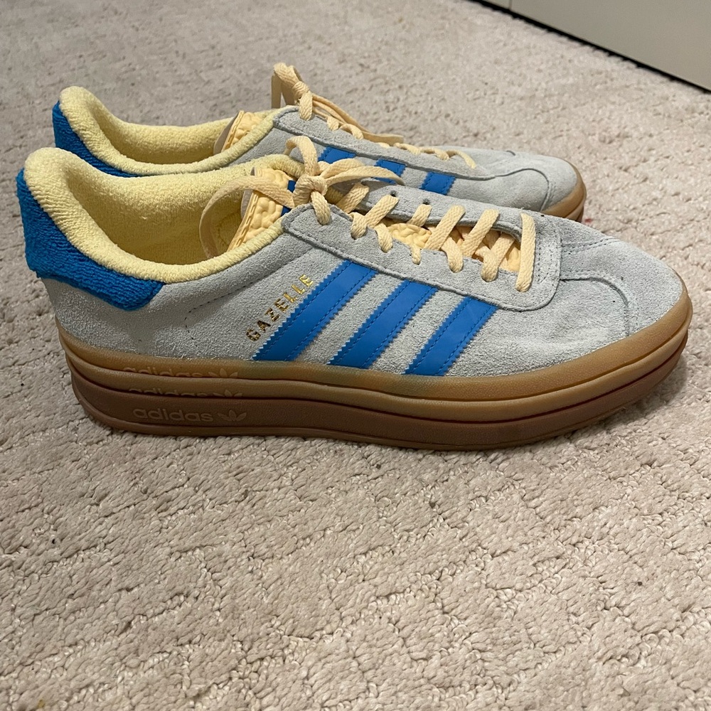 Adidas Gazelle Blue and Yellow Shoes